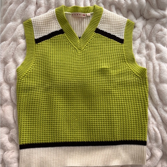 Marni x Uniqlo Lime Green and White Knit Sweater Vest - Picture 1 of 8